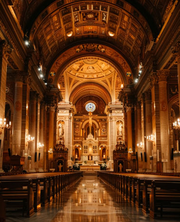 Warm church nave
